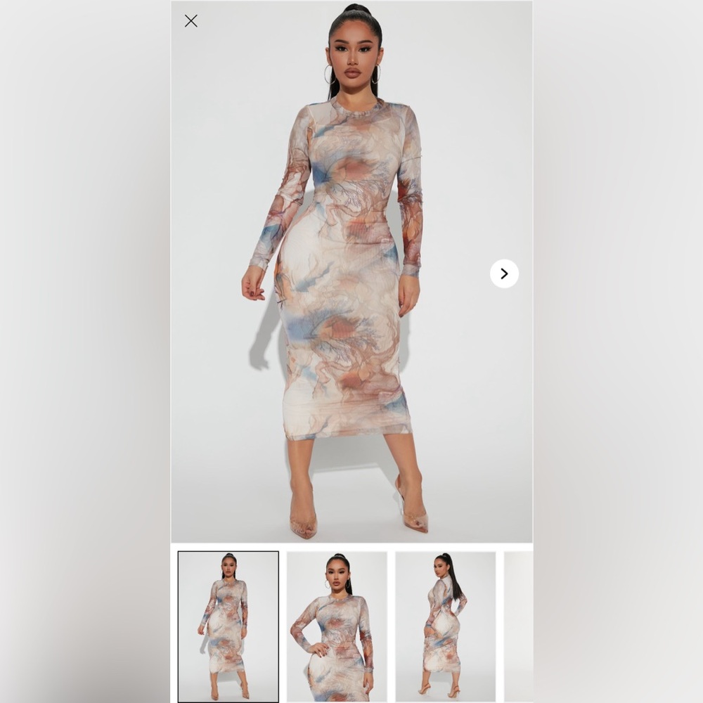 Elegant Multicolor Long Sleeve Dress